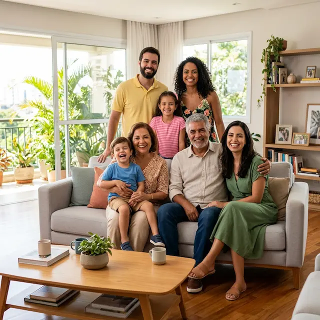 Família feliz com plano de saúde